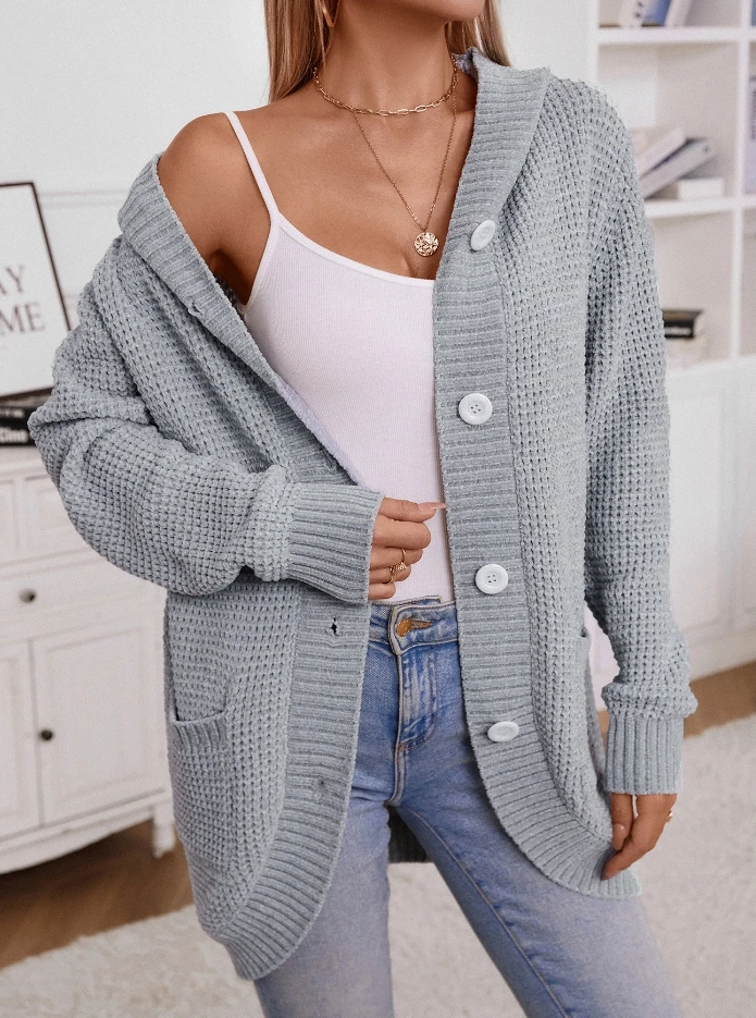 Новинка длинный осенне-зимний вязаный кардиган с капюшоном куртка в стиле ретро