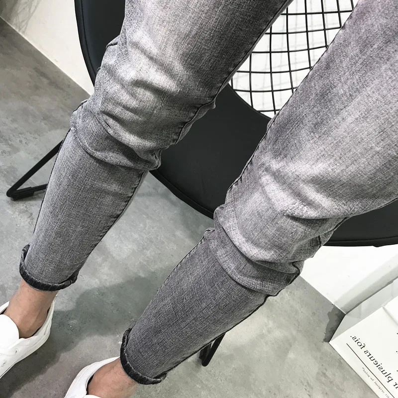 Оптовая продажа 2022 корейские модные мужские серые джинсовые облегающие колготки