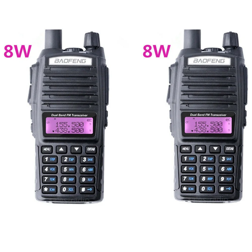 2X Baofeng UV-82 Plus 8W 10KM Long Range Powerful Walkie Talkie Portable CB vhf/uhf ptt two way Radio Amador 8 watts of UV82