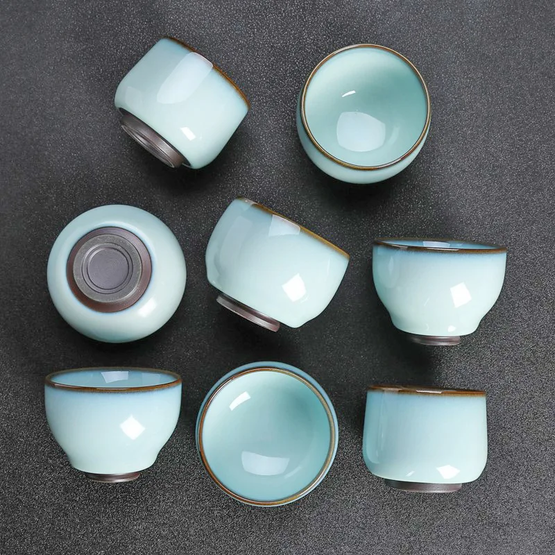 

Jun Kiln Official Kiln Tea Cup Iron Tire Master Cup Big Tea Cup Kiln Becomes Ceramic Hand-pulled Single Cup Tea Set