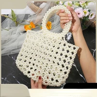 2022summer new pearl womens bag handwoven beaded handbag evening bag transparent fashion large capacity hand bag designer cute