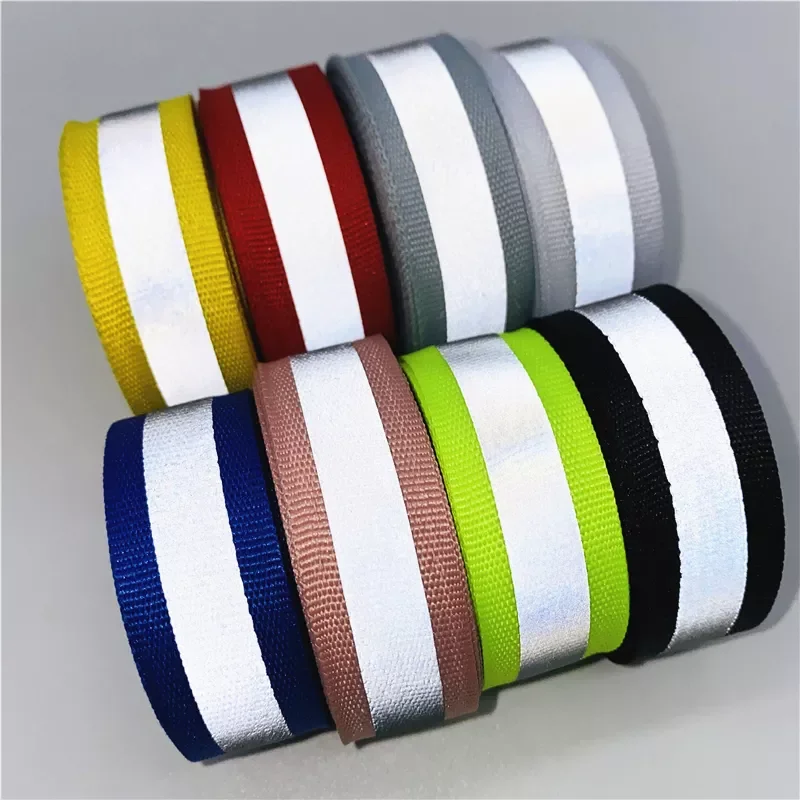 

20mm Colorful Safety Silver Reflective Rbbon For Sewing Sew on Fabric Reflector Tape Strap Vest Webbing Warning Belt