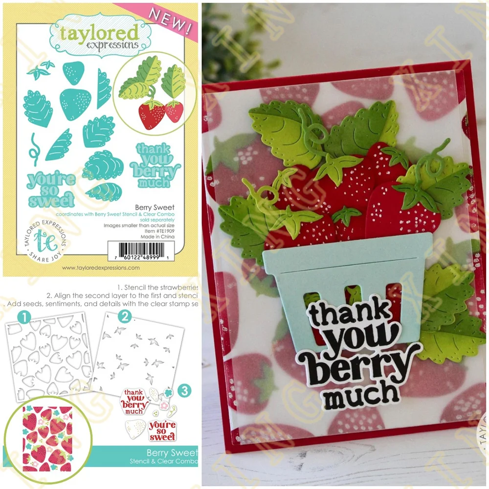 

2023 Berry Sweet Metal Cutting Dies Stamps Stencil for Scrapbook Diary Decoration Embossing Template DIY Greeting Card Handmade