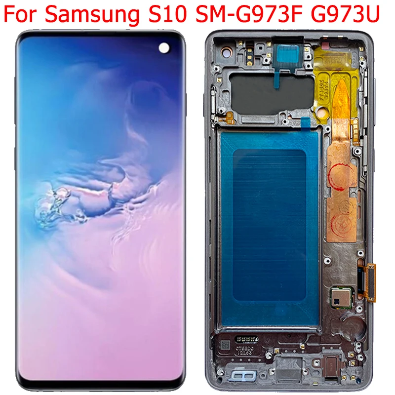 Оригинальный ЖК-дисплей для Samsung Galaxy S10 с рамкой 6 1 дюйма дисплей G973F G973A G973U