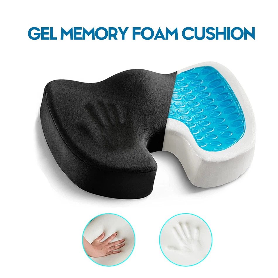 Memory Foam U-shaped Gel Seat Cushion Massage Car Office Chair  Coccyx Back Tailbone Pain Relief for Long Sitting Gel Cushion Pa