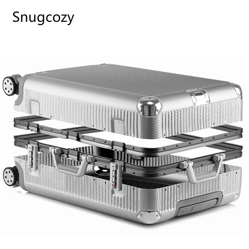 

Snugcozy 100% aluminum frame hardside travel suitcase on wheel travel bags Super fashion NEW spinner trolley luggage bag