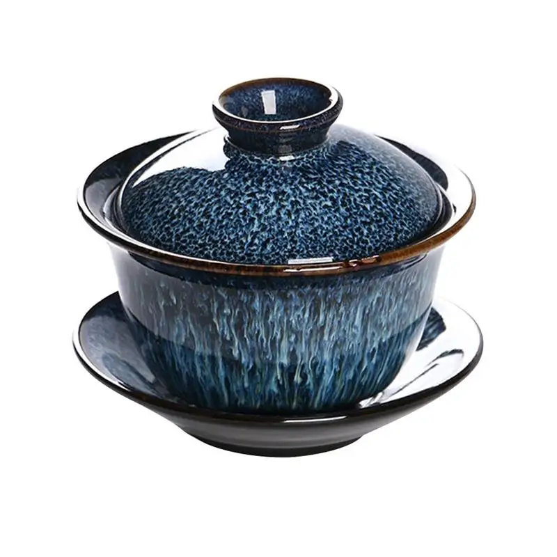 

Чайный сервиз, чашка Gaiwan, керамическая фарфоровая китайская чайная чашка кунг-фу, крышка Tureen, синяя традиционная чаша с