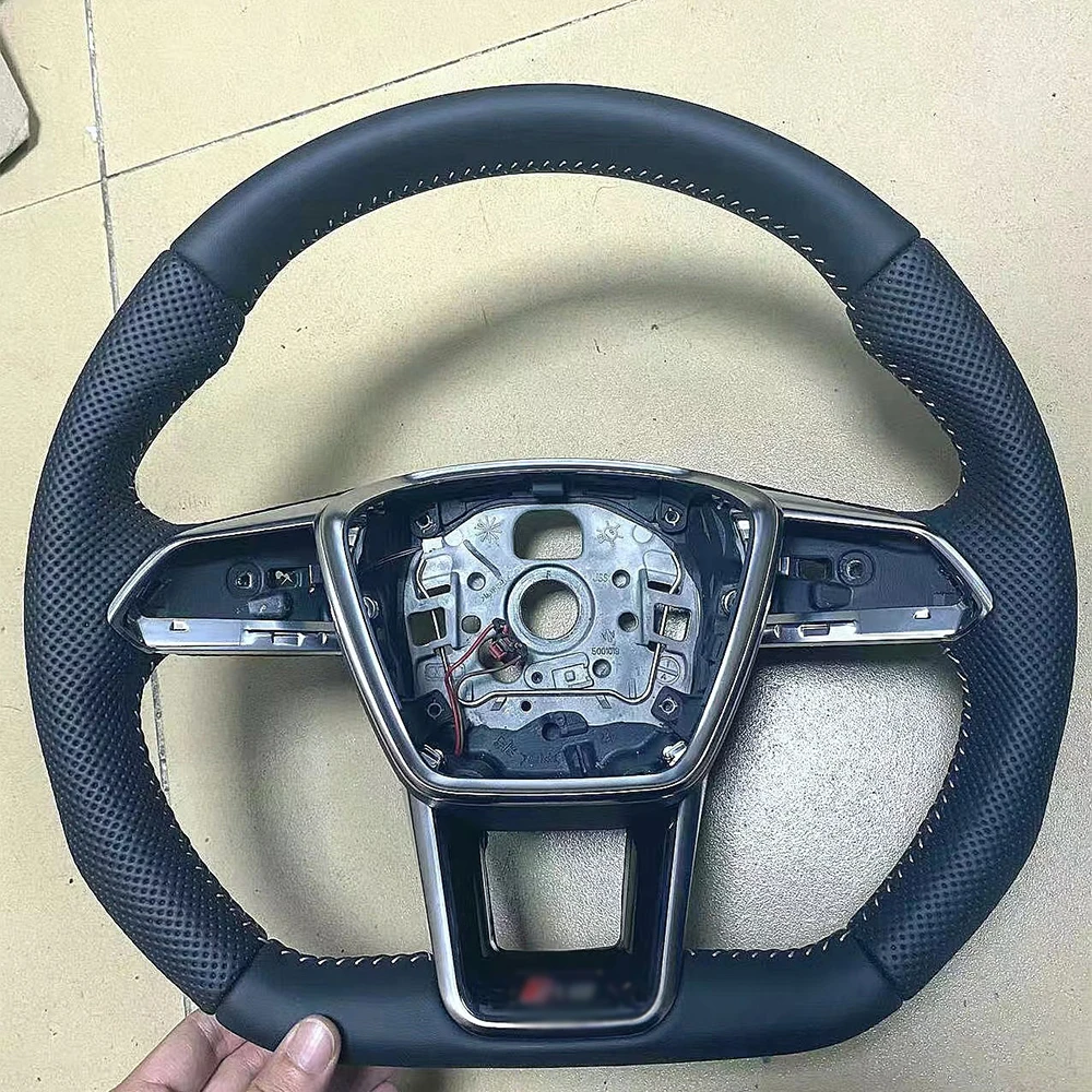 

Кожаный руль с подогревом для Audi A6 A7 C8 2019-220 обновленный S6 S7 RS 6 RS 7 спортивный руль с подогревом с плоским дном