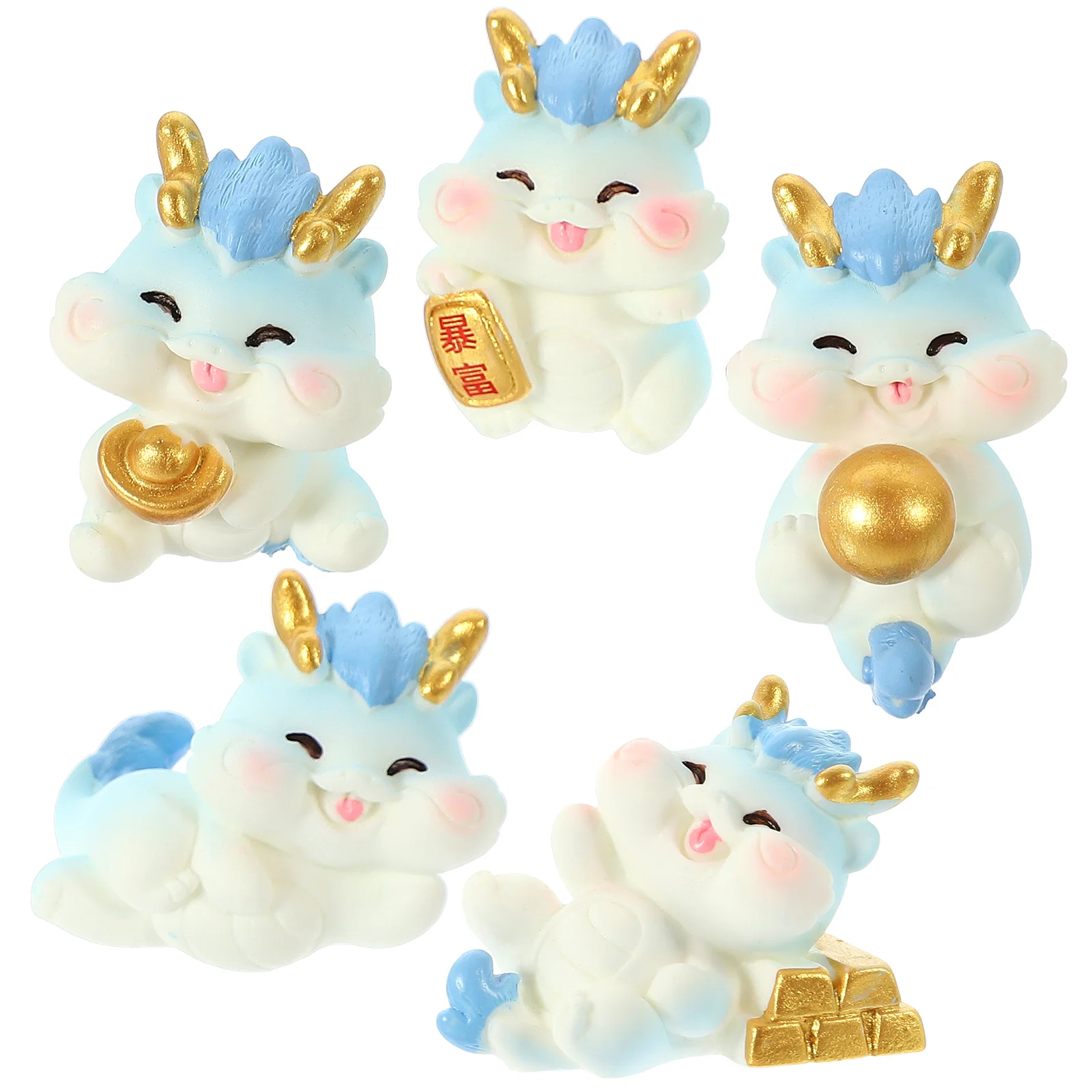 

5Pcs Resin Mini Dragon Figurine Zodiac Dragon Statue Mini Animal Decoration