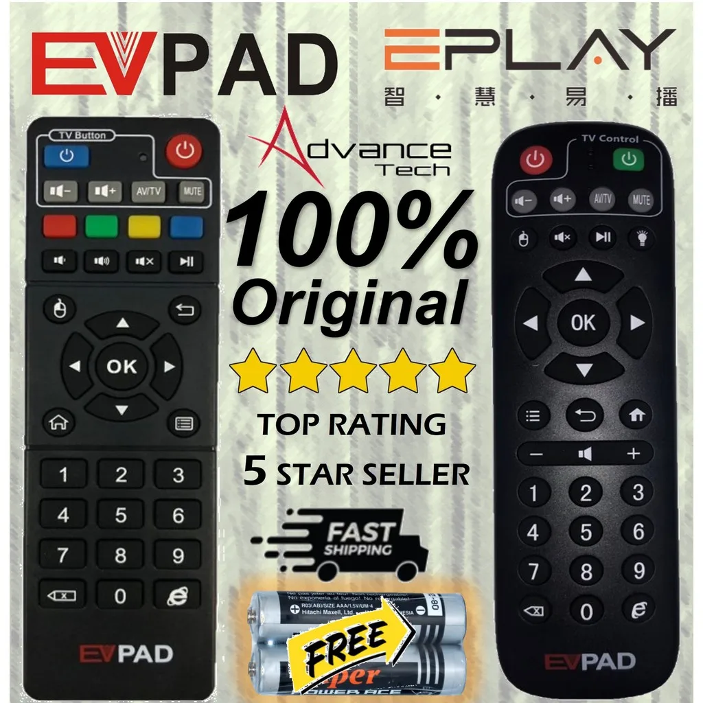 

EVPAD / EPLAY ORIGINAL Remote Control for EVpad 3S / 3 / 3Max /3plus / 2S / Pro+ / Plus / 5S / 5P / 5MAX / 5X / 6S / 6P