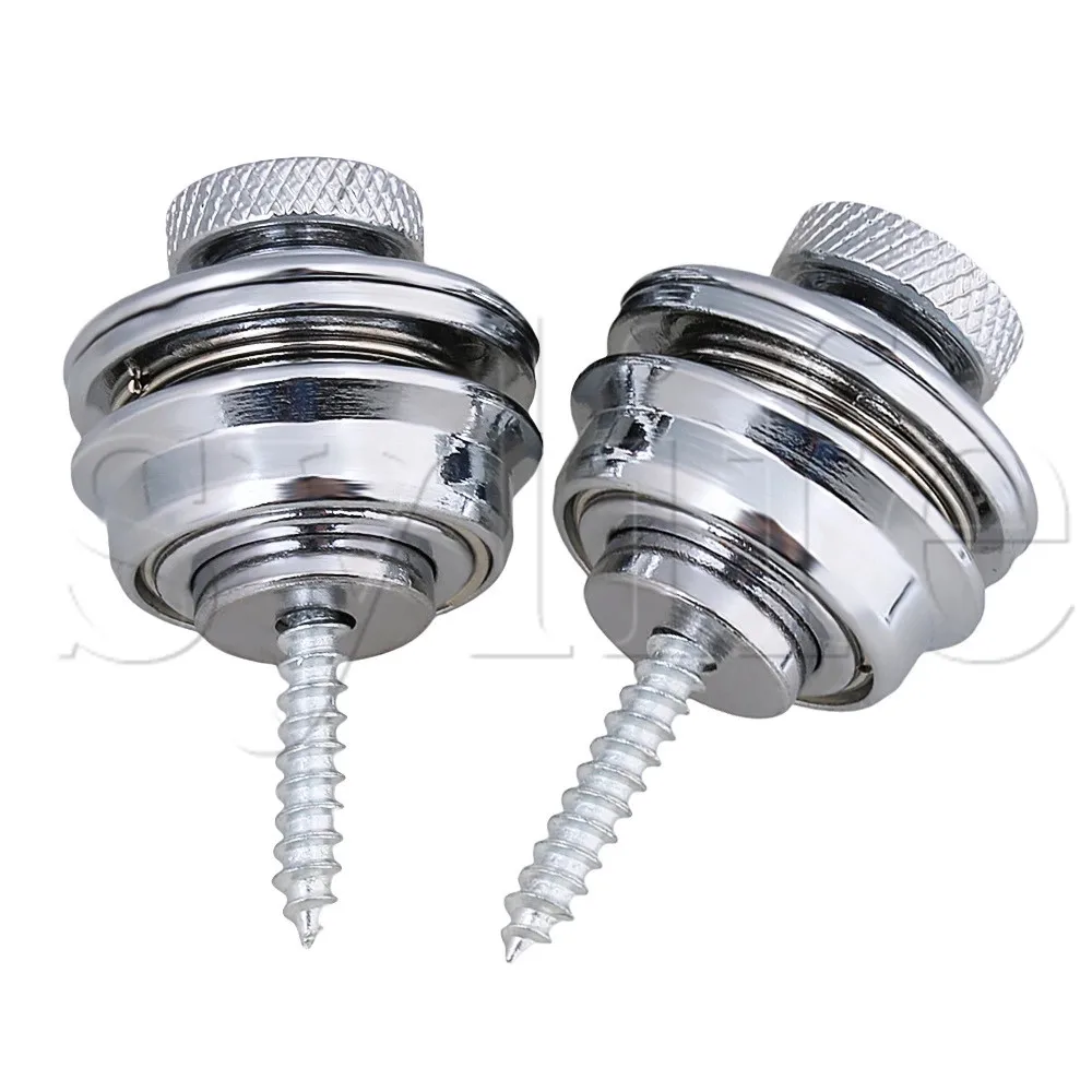 

2x Chrome Flat Head Guitar Strap Lock system Pins For Body