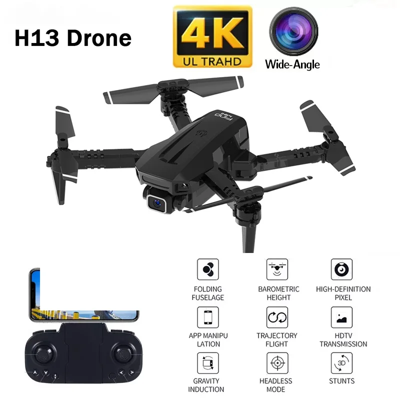 

H13 Professional Mini WIFI HD 4k Drone With Camera Hight Hold Mode Foldable RC Plane Helicopter Pro Dron Toys Quadcopter Drones