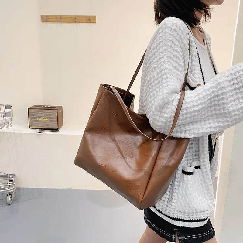 2023new Pu Leather laptop Bag Simple Handbags Famous Brands Women Shoulder Bag Casual Big Tote Vintage Ladies Crossbody Bags