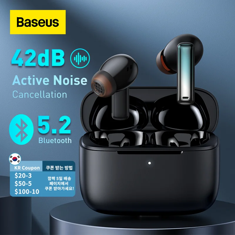 Baseus Bowie M2 ANC TWS Bluetooth 5.2 Earphones, Active Noise Cancelling Headphones, low latency, 4-mic ENC noise reduction