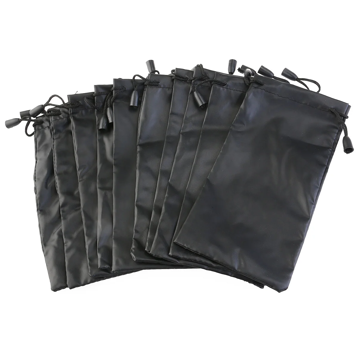 

10pcs Eyeglass Drawstring Bag PU Eyeglasses Storage Sunglasses Sack Keys Case Holder Sundries Organizer Bag Container ( Black )