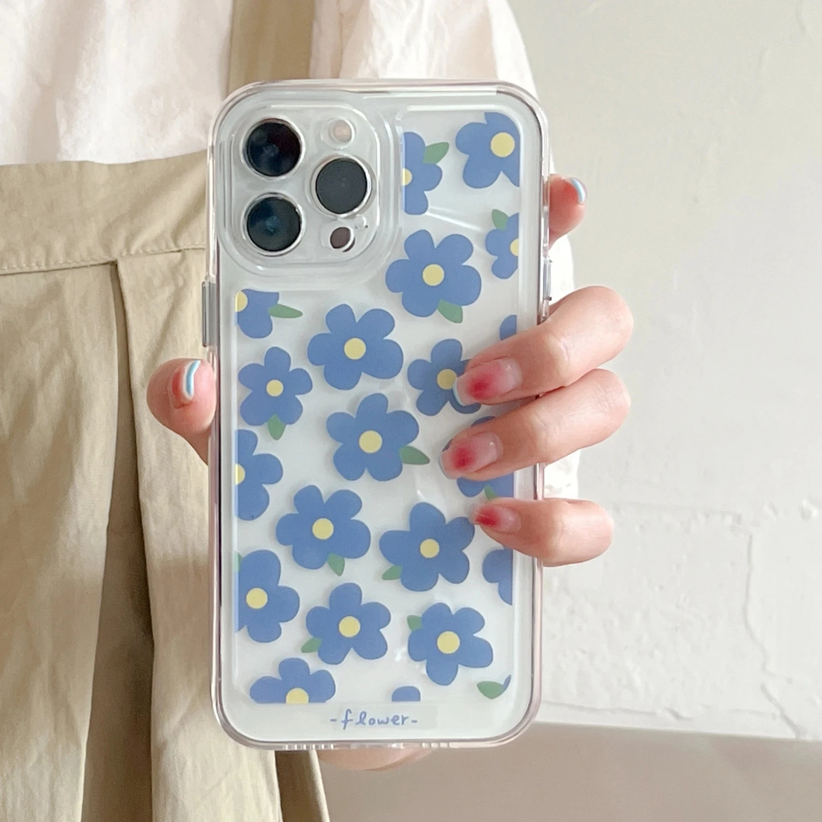 

INS Aesthetic Korean Flower Clear Phone Case For iPhone 14 13 11 12 Pro Max XR X XS Max 7 8 Plus SE 2022 Lens Protect Soft Cover