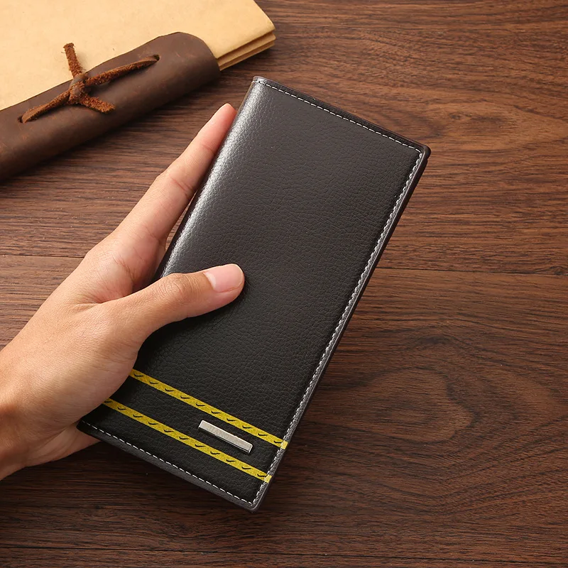 

Business Style Men Wallet Pu Leather Male Long Thin Slim Coin Purse Wrist Portable Clutch Bag Letter Casual Organizer Wallets