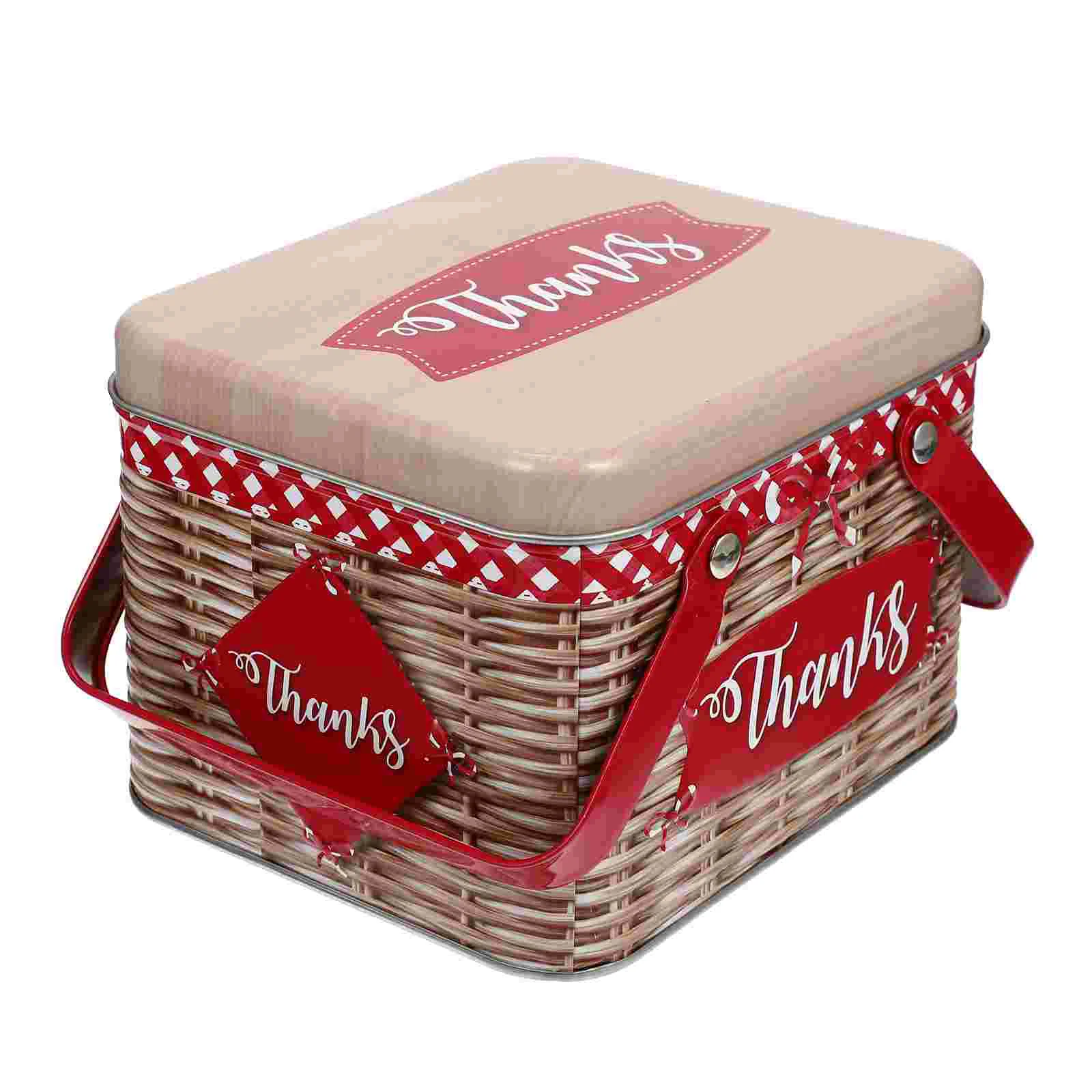 

Cake Snack Box Portable Case Gift Pastry Tin Storage Dining Decor Metal Biscuit