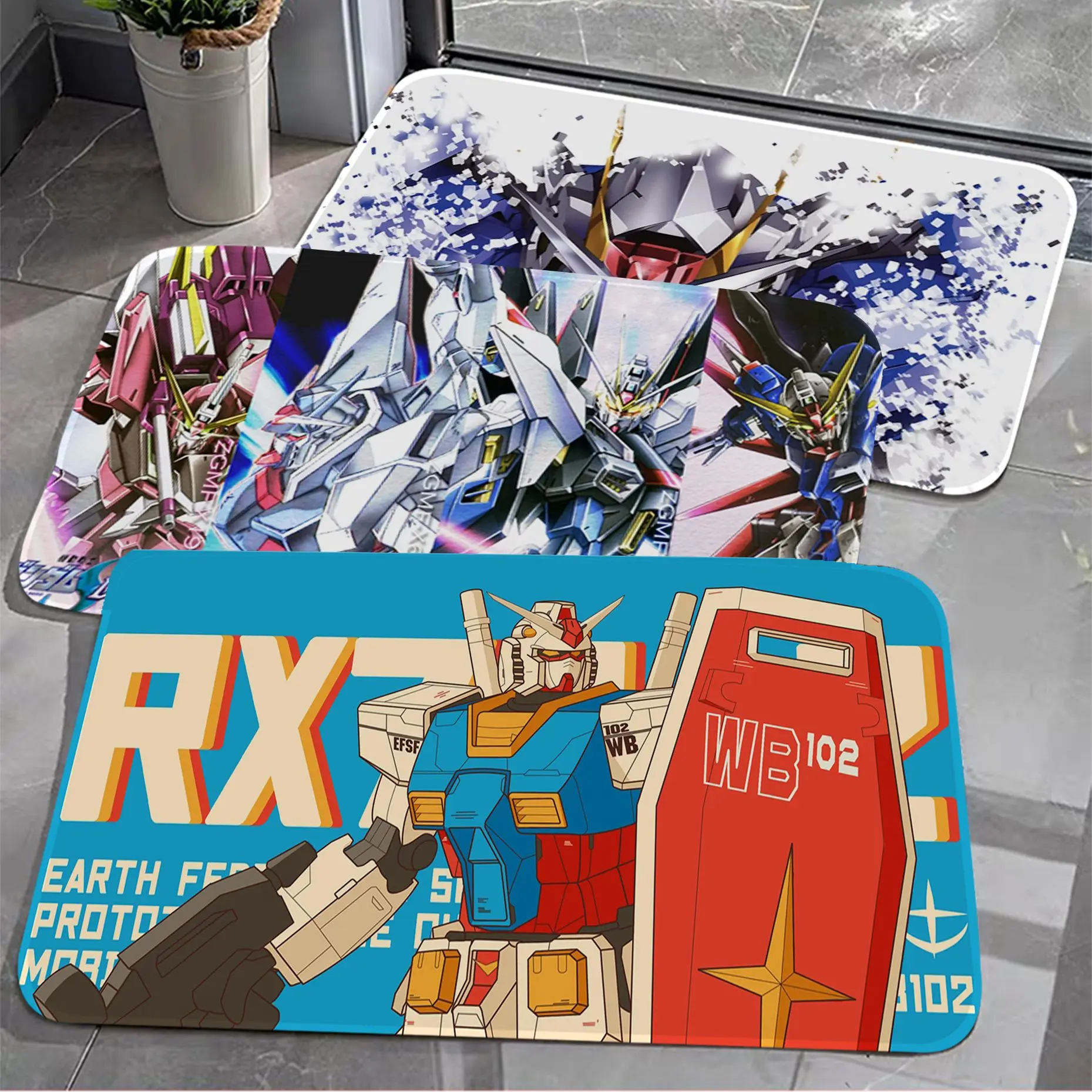 

Gundam Floor Carpet Anti-slip Absorb Water Long Strip Cushion Bedroon Mat Bedside Area Rugs