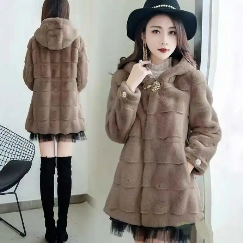 Panic Buying Women's Winter Coats 2022 Women's Winter Coats Fur Thick Winter Office Lady Other Fur Yes Real Fur Long Coat enlarge
