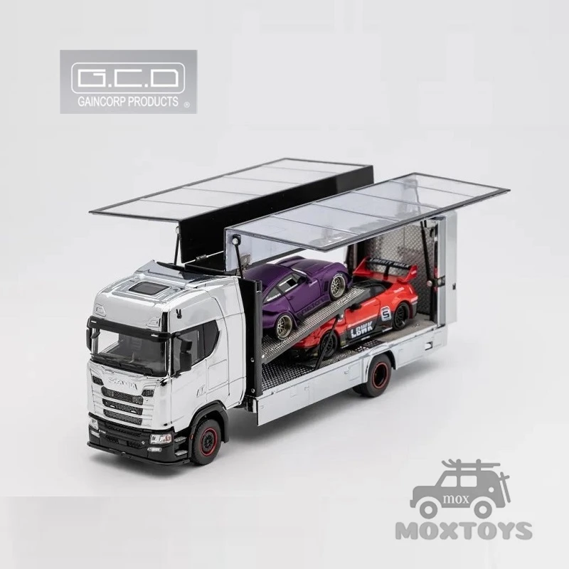 

ArtWork x GCD 1:64 S730 Enclosed Double Deck Gull Wing Tow Truck Chrome Silver Diecast Model Car