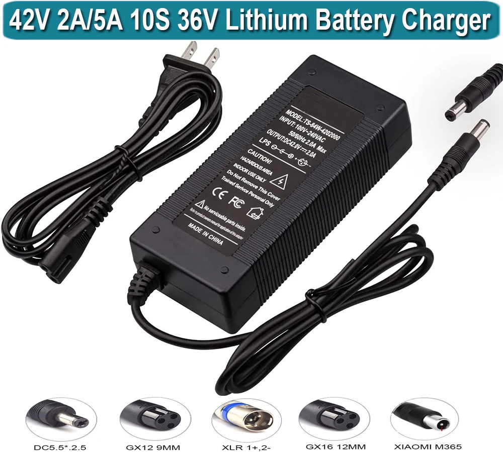 42V 2A 5A Charger Universal for 36V 10S Lithium Battery. Fas