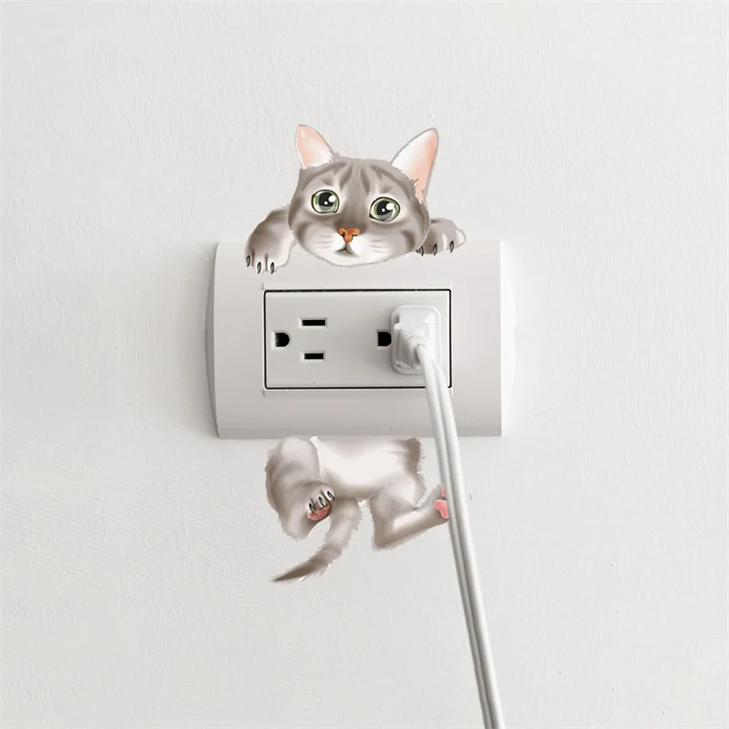 

Cartoon Painted Cute Cat Bird Switch Sticker Wall Stickers Home Decoration Accessories Wall Room Decor Wallpaper наклейки 2023