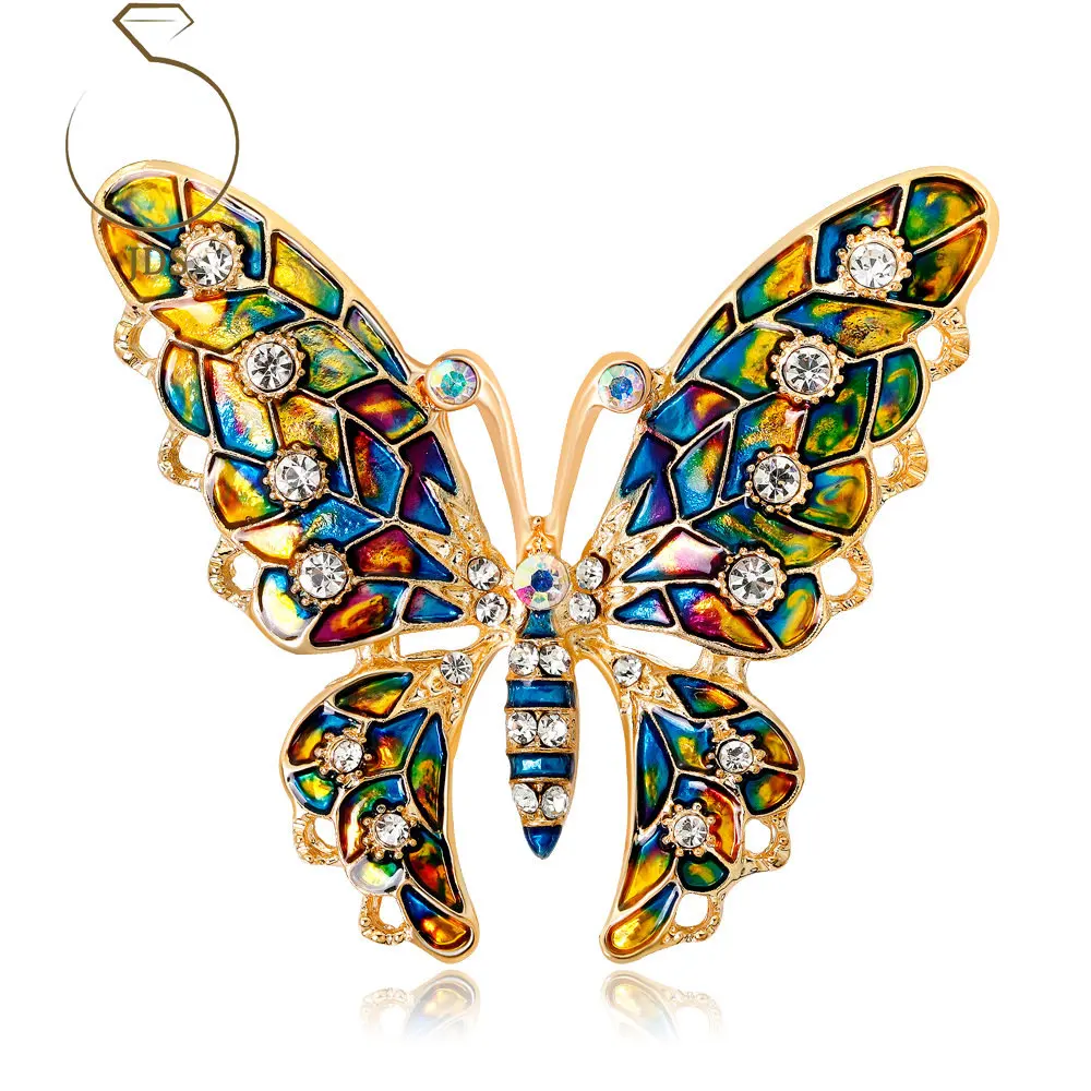 

Luxury Brand Brooches for Women Designer Rhinestone Versatile Colorful Dropping Oil Diamond Zircon Butterfly Animal Brooch