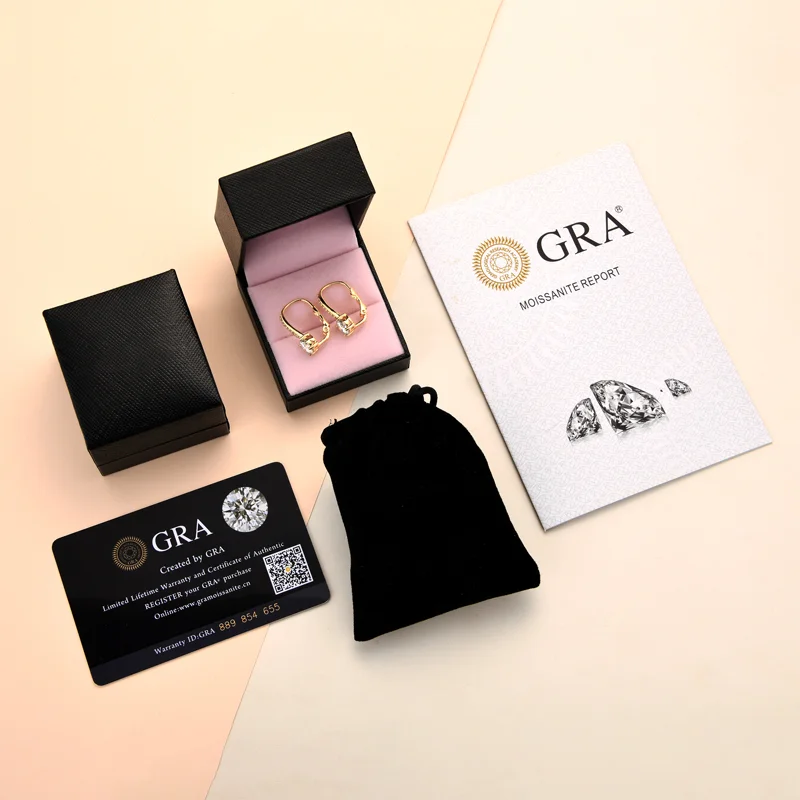 Сертифицированные RAPRGOLD серьги-кольца с муассанитом для женщин оригинальные
