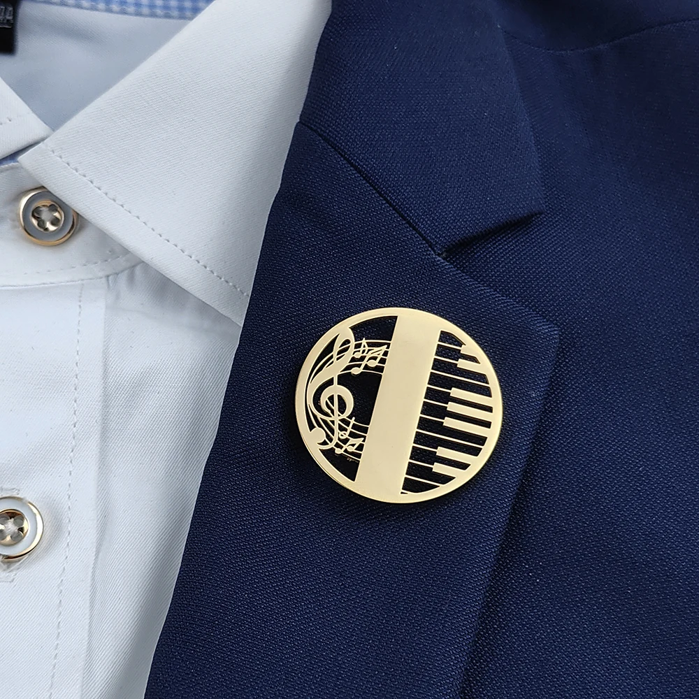 Булавки из нержавеющей стали с ключами на пианино музыкальные ноты броши для