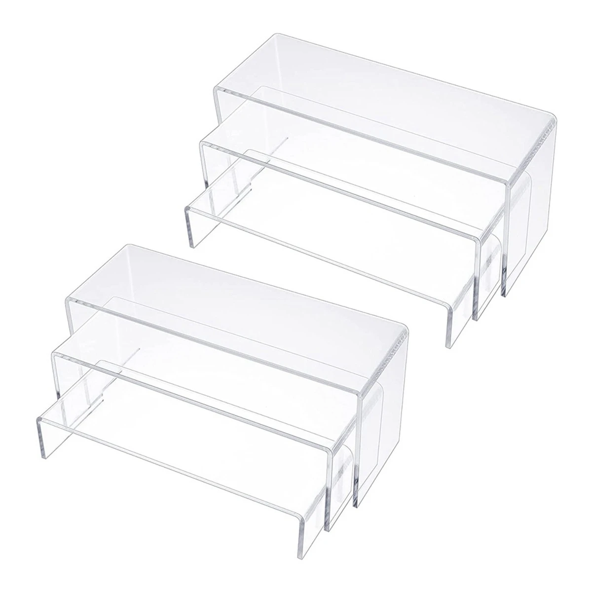 

Acrylic Display Risers, Clear Rectangle Stands Shelf for Display 6Pcs