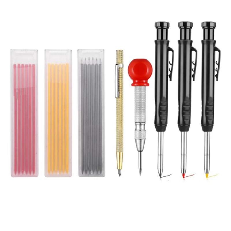 

Carpenter Scriber Marking Kit Includes 3 Mechanical Carpenter Pencils, 3 Packs Marker Refills, Metal Carbide Scriber