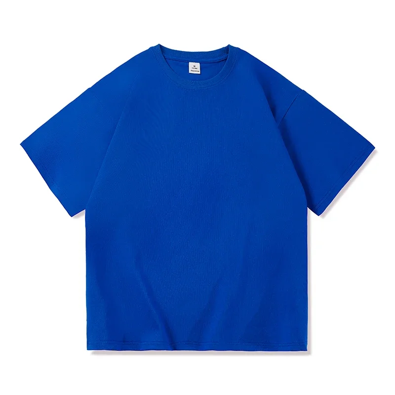 Фото YASUGUOJI Casual Solid Color Summer Cotton Tee Shirts for Men Loose Oversized Short Sleeve T-shirt Men Men's Bodybuilding Tops №3