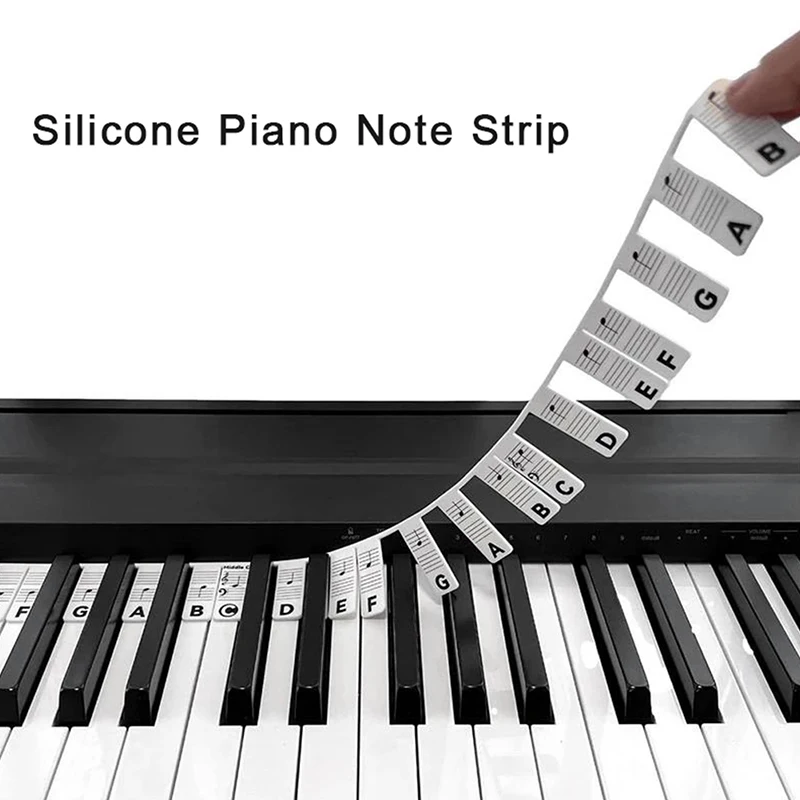 

Silicone Piano Note Strip Piano Note Sticker Guide Removable Piano Key Note Strip Household Dustproof 61/88-keys Stave Strip