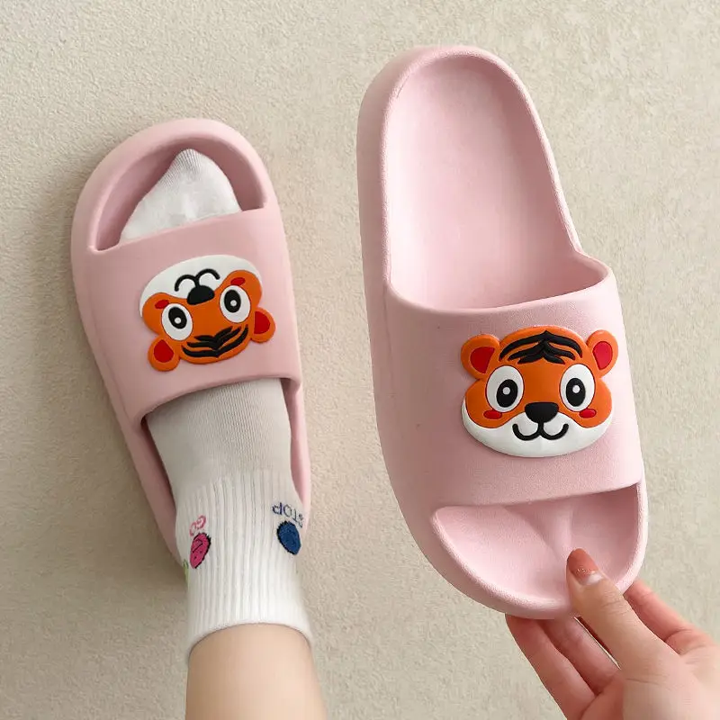 Slippers Summer Girls Thick Bottom Cartoon Tiger Shoes Home Indoor Bath Non-slip Couple Slippers Men Shoes Women