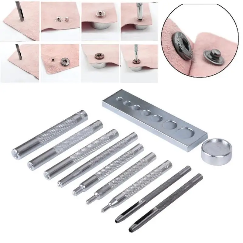 

/Set Leather Craft Tool Button Installation Tool DIY Clothes Buttons Die Punch Snap Rivet Setter Base Kit Hand Ferramentas