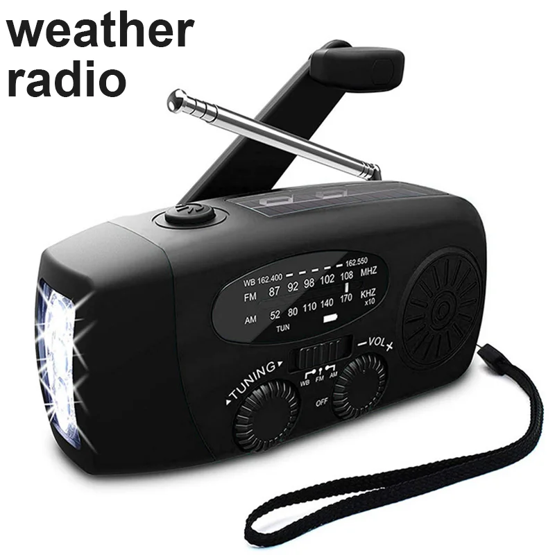 

Многофункциональный ручной радиоприемник на солнечной батарее с Динамо-питанием ed AM/FM/NOAA, радио для погоды, аварийный светодиодный фонарик,...