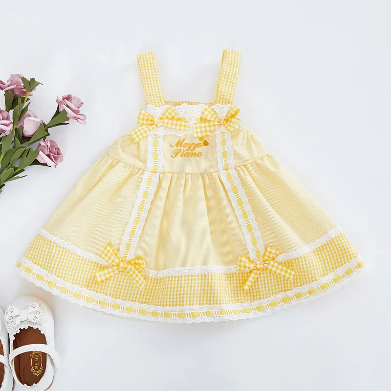 

2021 Little Girls Easter Yellow Dresses Children Summer Embroidery Cotton Sundress Baby Lotia Spain CB0125