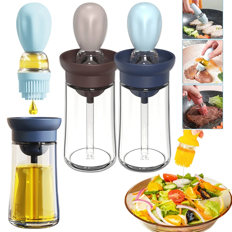 

2 in 1 Kitchen Silicone Oil Bottle with Oil Brush Baking Barbecue Steak Olive Oil Sauce Brush Dispenser Baking BBQ Tool