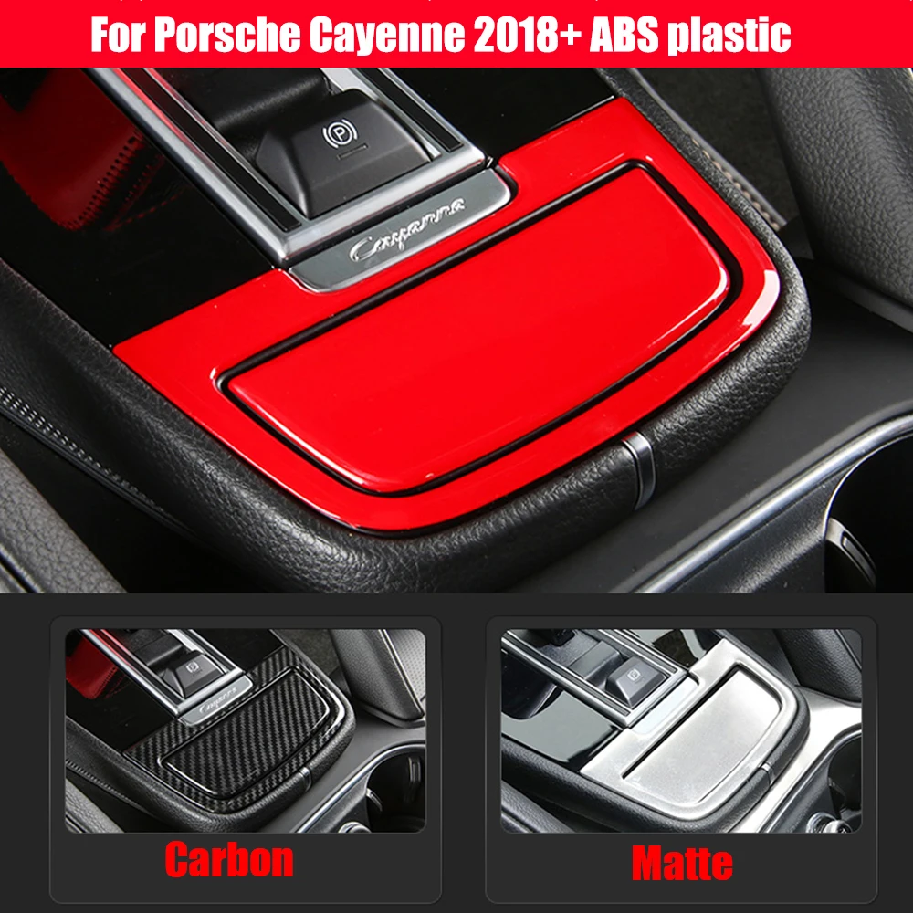 

For Porsche Cayenne 2018 2019 2020 2021 2022 ABS Carbon/red Car cigarette Lighter panel frame decoration Cover Trim Accessories