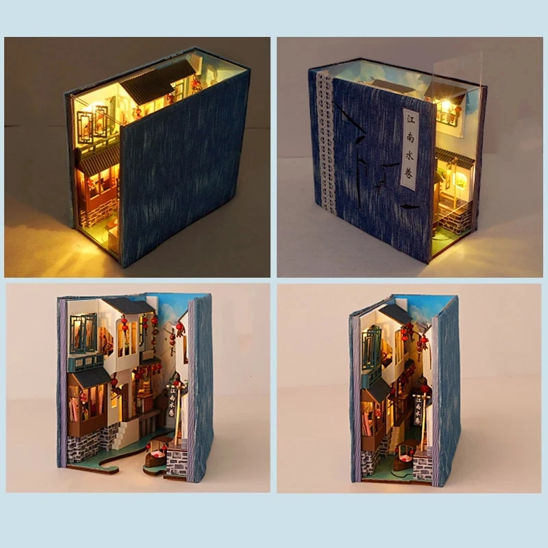 

Book Nook Shelf Insert Kits Ornaments Diagon Alley Wooden Book Nook Bookshelf Decor Art Bookends Figurines Home Decoration