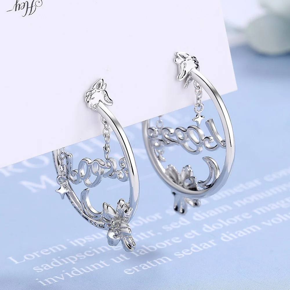 Fashion Round CZ Crystal Stud Earrings for Women Roman Numeral Flower Stainless Steel Ear Jewelry