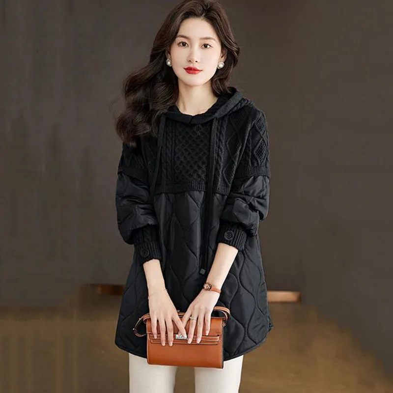 Новое зимнее пальто с капюшоном темпераментная пуховая куртка хлопковой