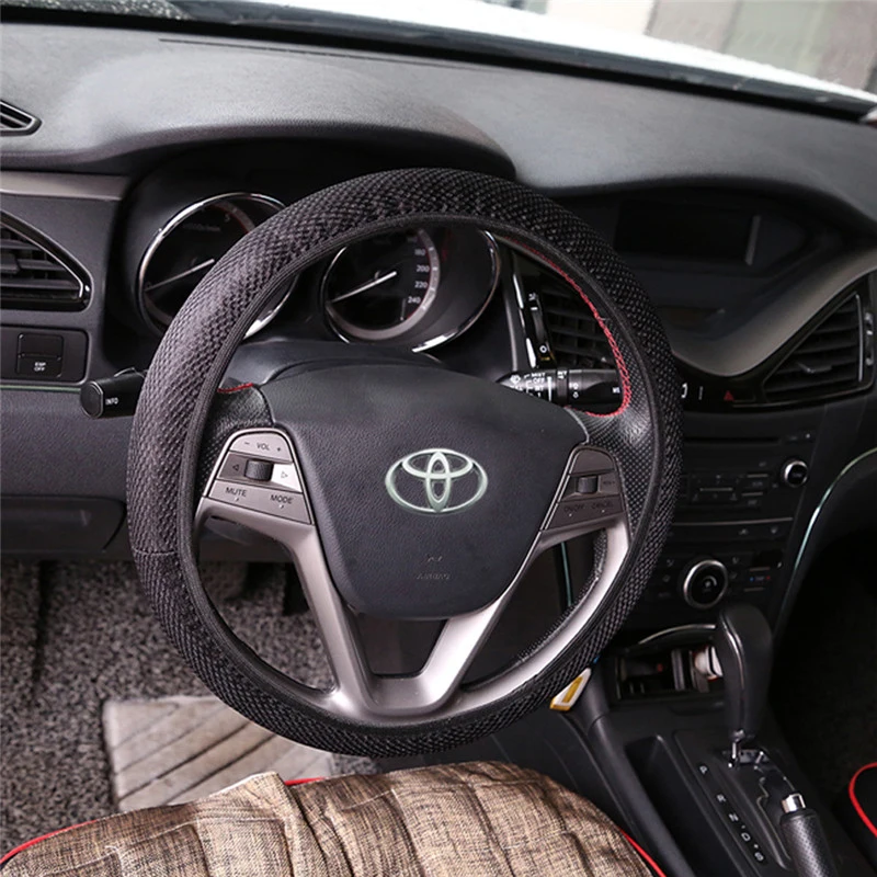 Black Ice Silk Steering Wheel Skid Cover Car High Quality Car Steering Wheel Cover Interior Accessories