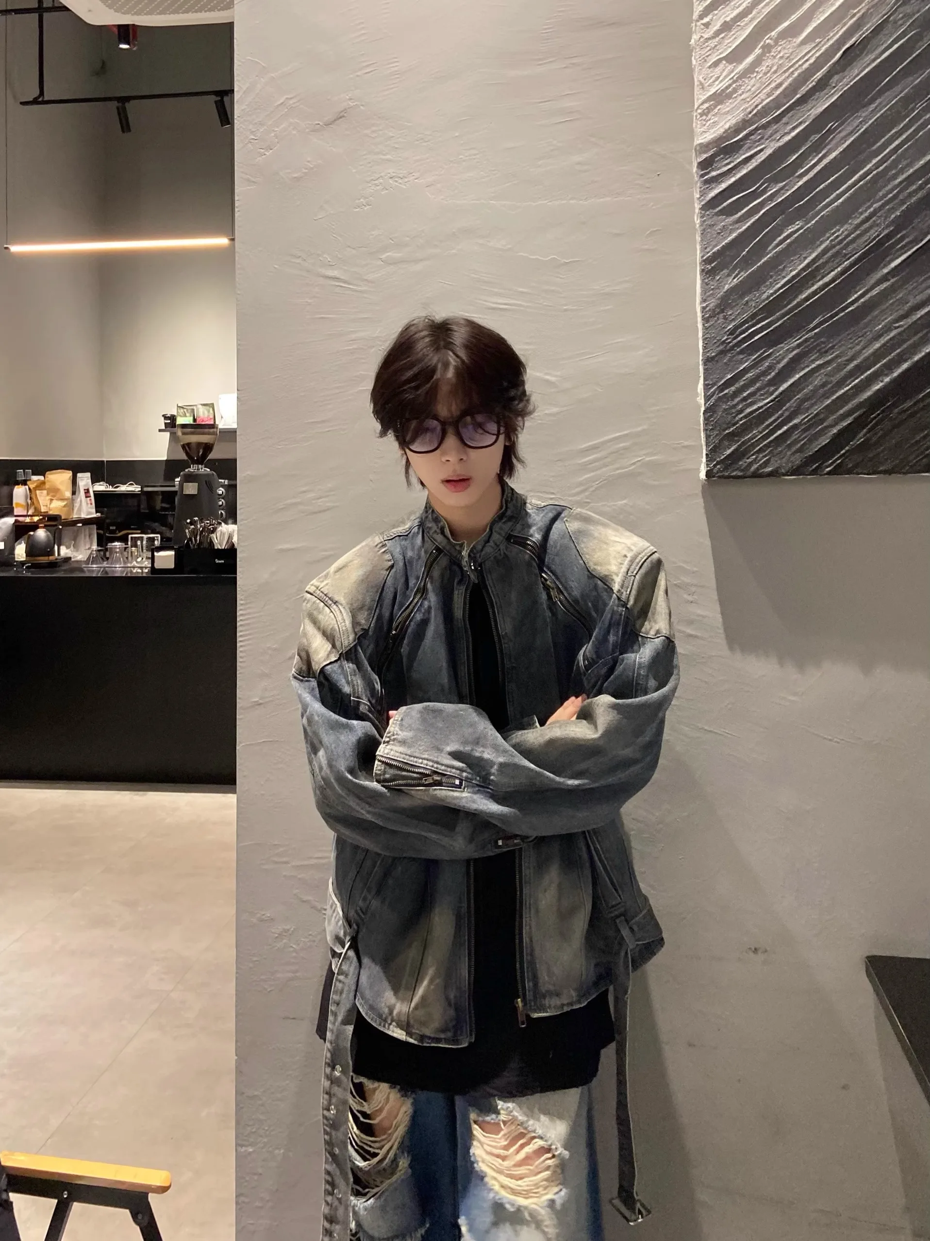 Американское винтажное джинсовое пальто Short Armor Sle Design Sense мужское осенне-зимнее с