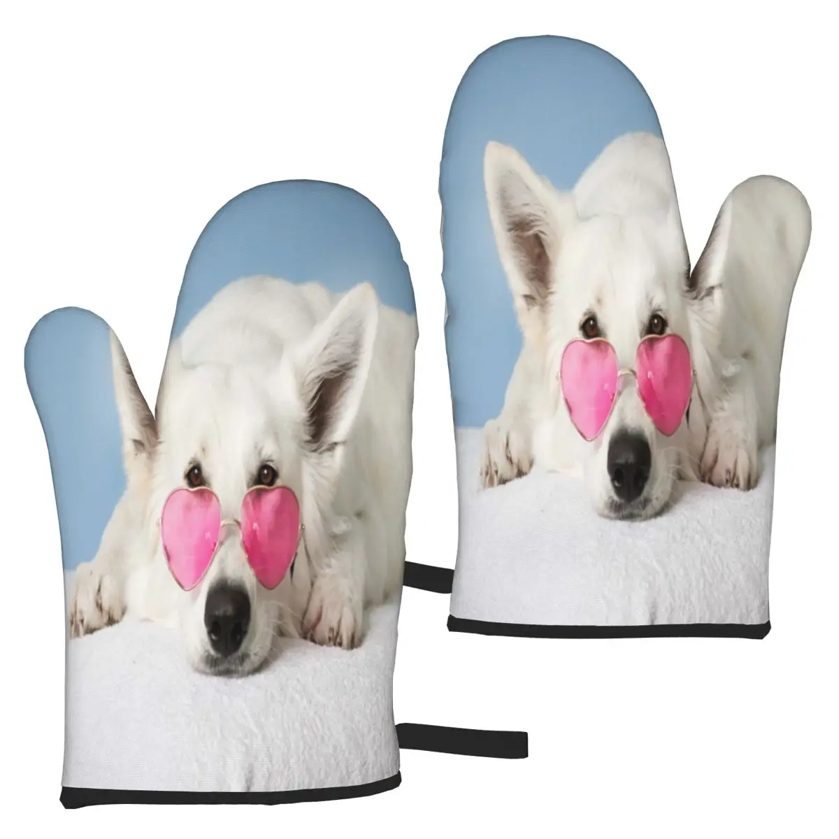 

Перчатки для барбекю, митенки, термостойкие защитные перчатки для смешных собак с сердцем, солнцезащитные очки, митенки с держателем