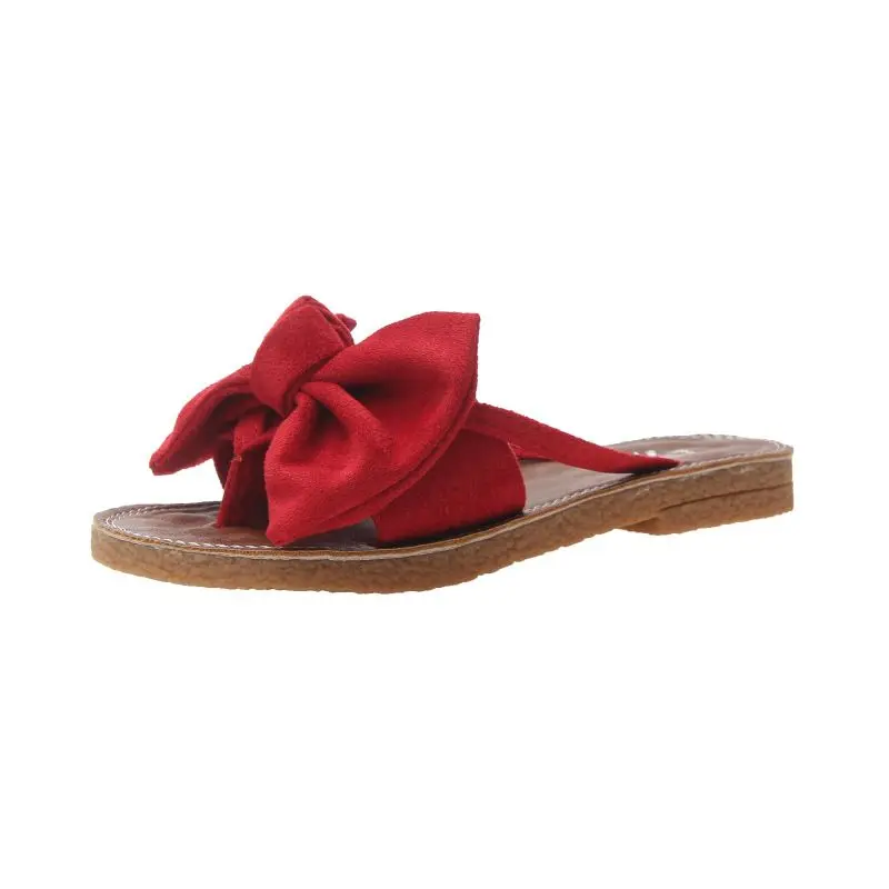 2023 New Women Summer Casual Slides Comfortable Flax Slippers Striped Bow Flip Flops Platform Sandals Ladies Indoor Shoes
