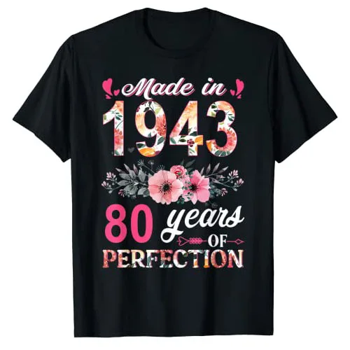 

Футболка женская с цветочным принтом, 80 лет, 80 дней рождения
