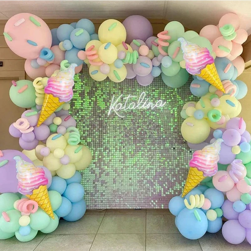 

143pcs Ice Cream Theme Pastel Balloon Garland Arch Kit For Kids Birthday Party Decoration Anniversary Baby Shower Wedding Decor