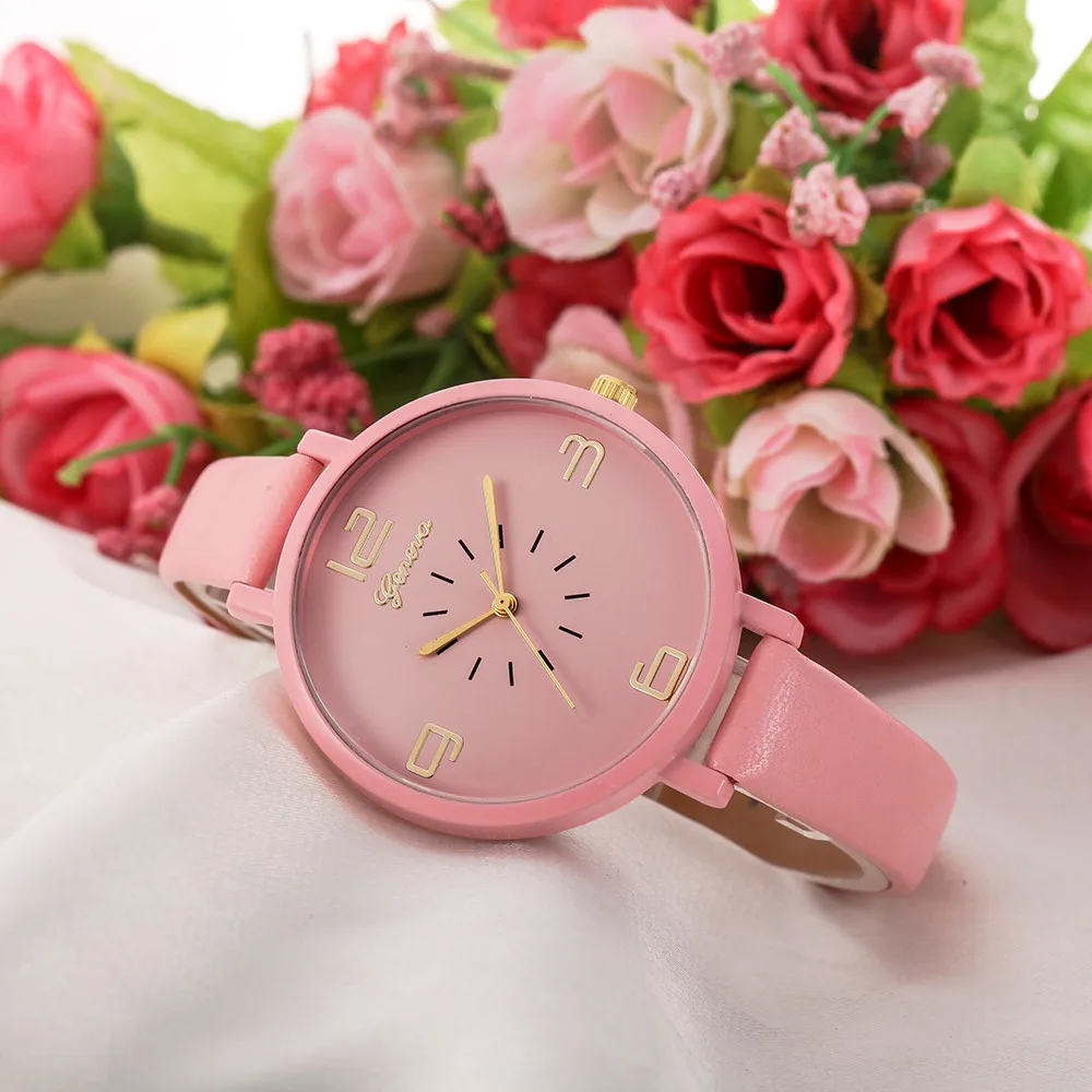 

fashion Geneva women watches leather strap student prefer wristwatches casual ladies outdoor Relogio Feminino